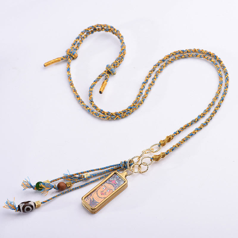 Titanium Steel Spiritual Necklace with Five Gods of Wealth Pendant