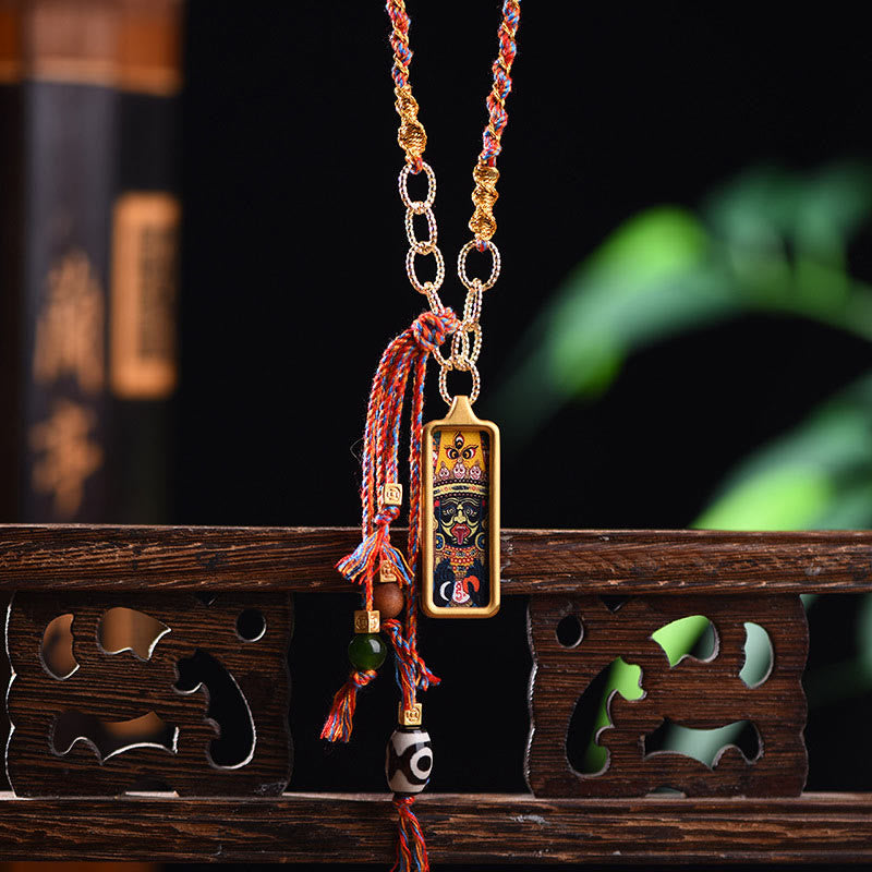 Titanium Steel Spiritual Necklace with Five Gods of Wealth Pendant