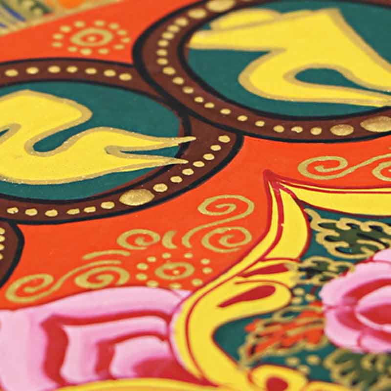 21.65 inch Tibetan Thangka Painting Om Mani Padme Hum Scripture Decoration