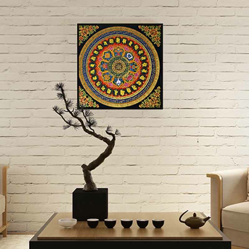 21.65 inch Tibetan Thangka Painting Om Mani Padme Hum Scripture Decoration