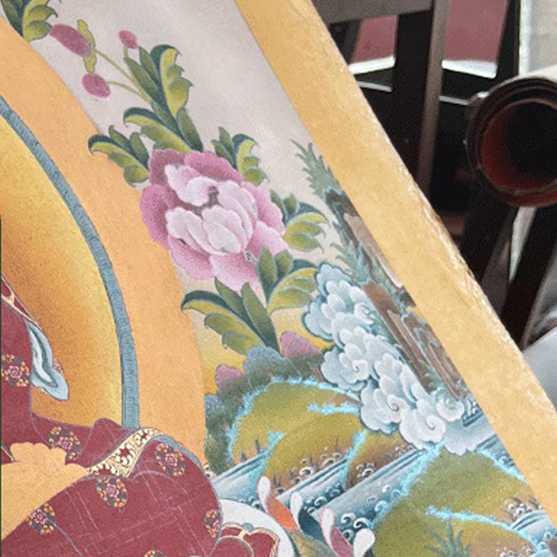 29.5in Tibetan Thangka Hand-Painted Cloth Wall Decoration