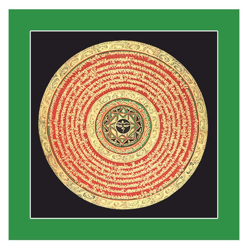 27cm Tibetan Thangka Painting with Six True Words Scripture | Meditation Decor
