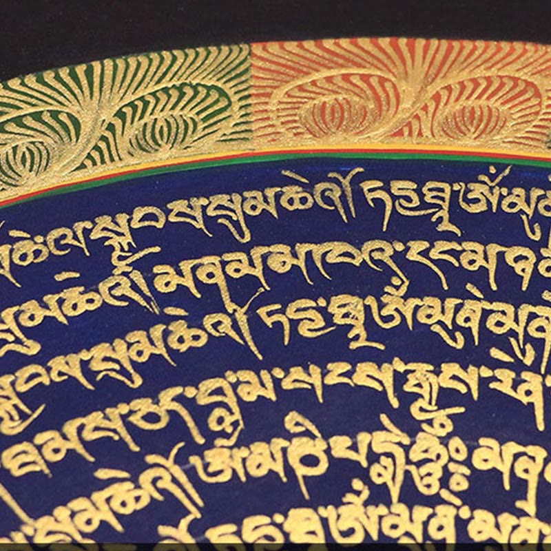 27cm Tibetan Thangka Painting with Six True Words Scripture | Meditation Decor