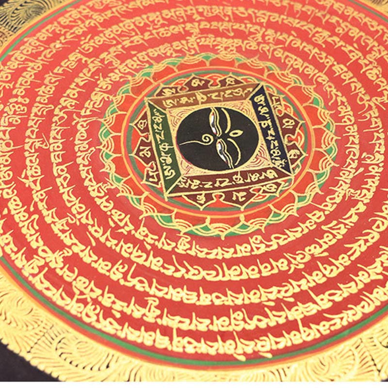 27cm Tibetan Thangka Painting with Six True Words Scripture | Meditation Decor