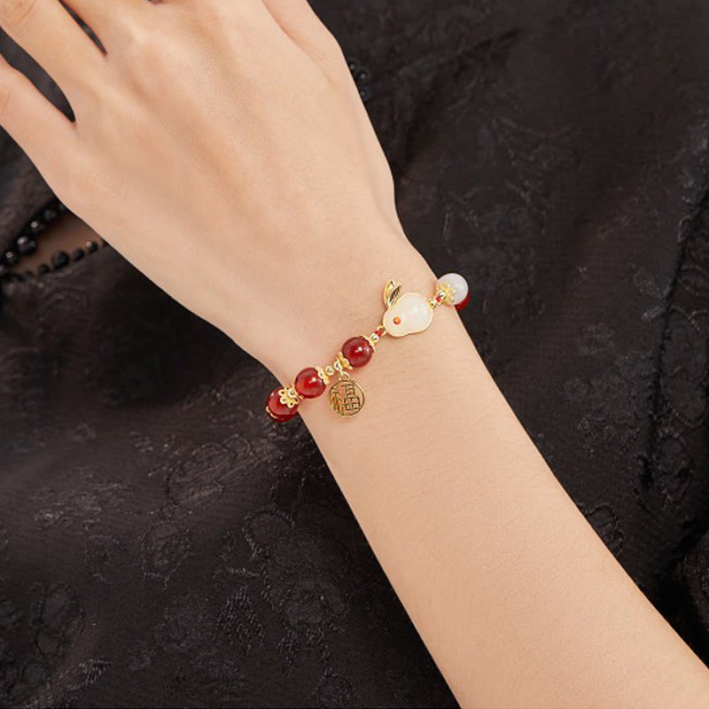 8mm Red Agate Fu Character Confidence Spiritual Bracelet