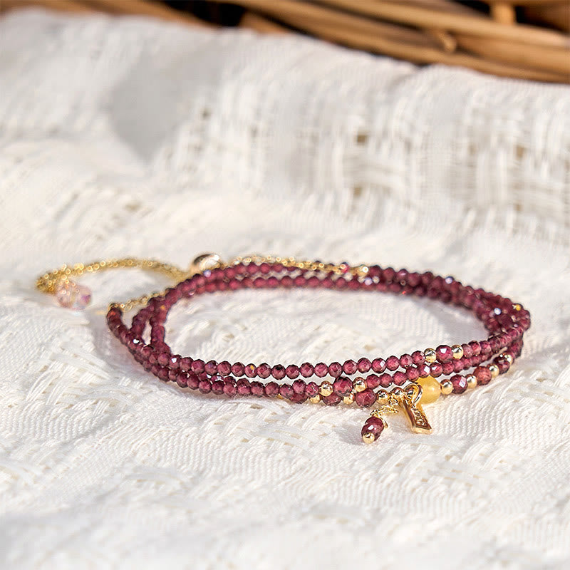 15-16cm Garnet Passion Triple Wrap Bracelet for Women