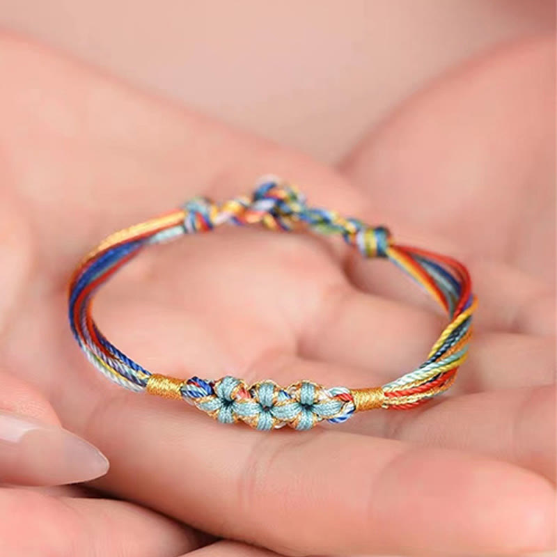 Colorful Peach Blossom Knot Yin Yang Bracelet for Protection and Luck