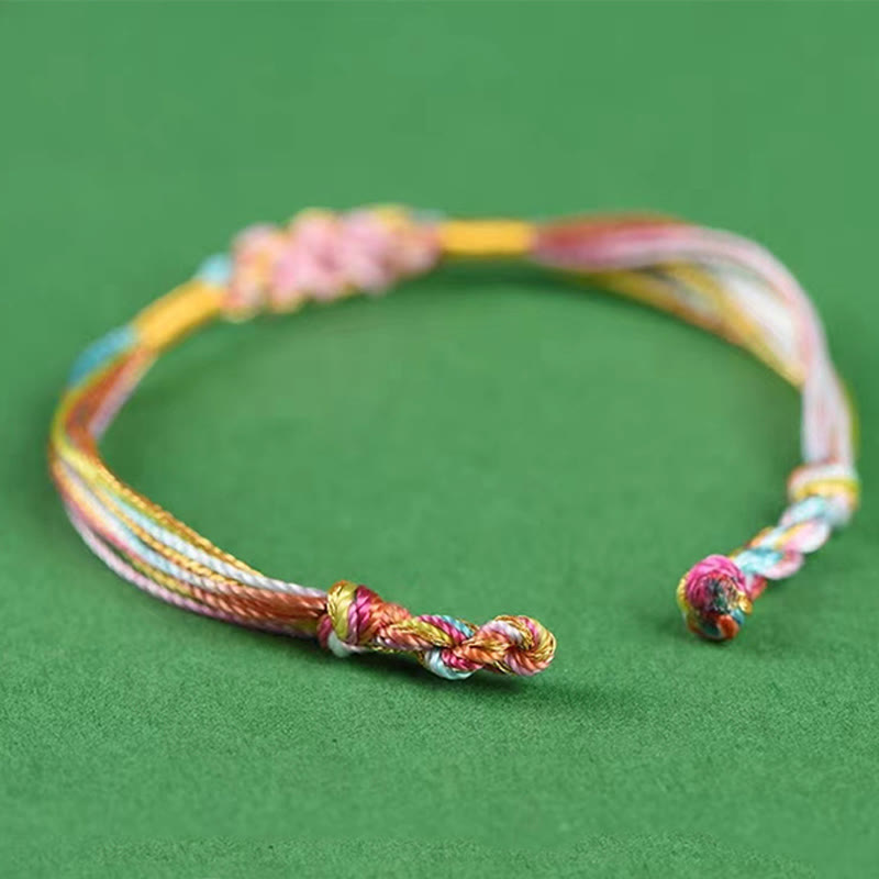 Colorful Peach Blossom Knot Yin Yang Bracelet for Protection and Luck