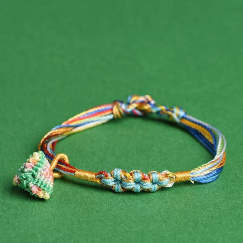 Colorful Peach Blossom Knot Yin Yang Bracelet for Protection and Luck