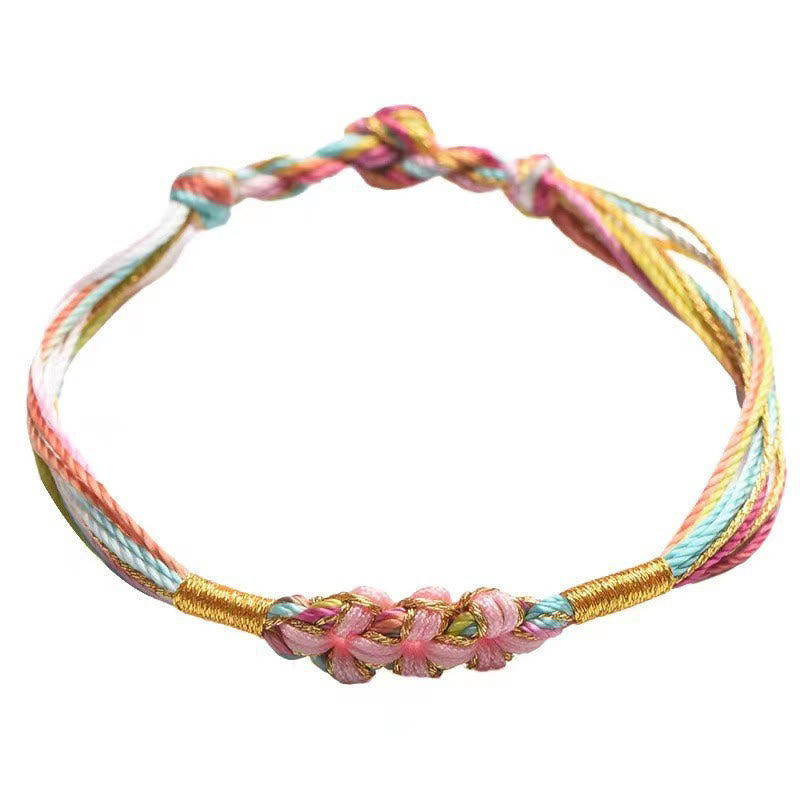 Colorful Peach Blossom Knot Yin Yang Bracelet for Protection and Luck