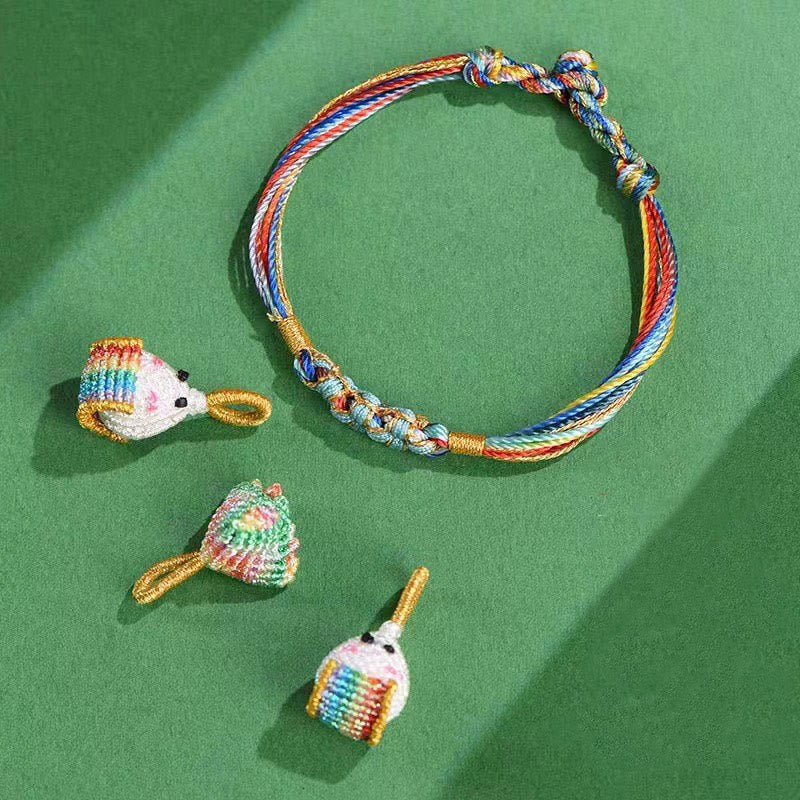 Colorful Peach Blossom Knot Yin Yang Bracelet for Protection and Luck