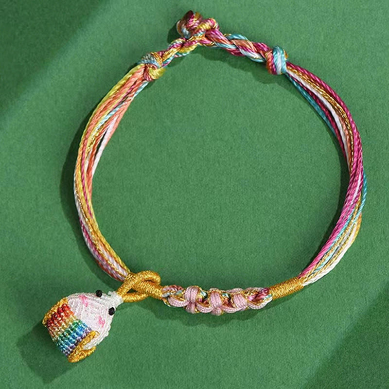 Colorful Peach Blossom Knot Yin Yang Bracelet for Protection and Luck