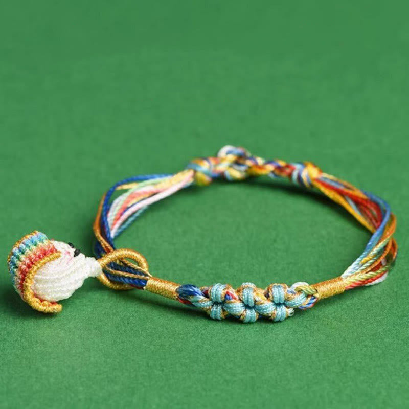 Colorful Peach Blossom Knot Yin Yang Bracelet for Protection and Luck