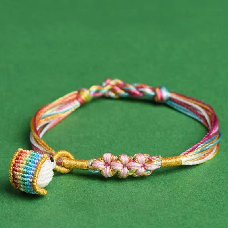 Colorful Peach Blossom Knot Yin Yang Bracelet for Protection and Luck