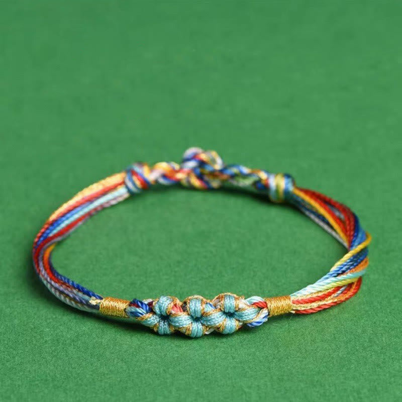 Colorful Peach Blossom Knot Yin Yang Bracelet for Protection and Luck