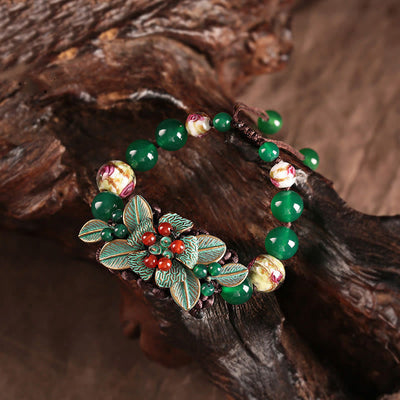 Bracelet tressé en agate verte, poignet de 14 à 20 cm