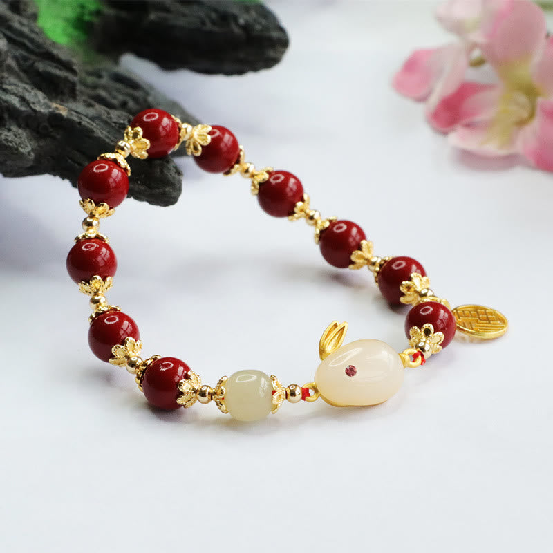 8mm Cinnabar Blessing Bracelet with Fu Character Charm