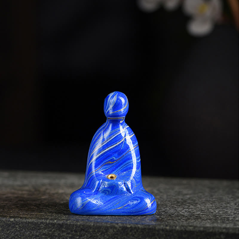 Mini Formless Buddha Ebony Wood Lacquer Craft Incense Holder