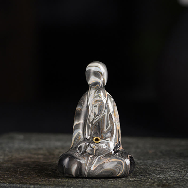 Mini Formless Buddha Ebony Wood Lacquer Craft Incense Holder