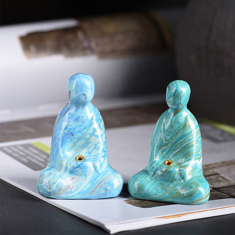 Mini Formless Buddha Ebony Wood Lacquer Craft Incense Holder