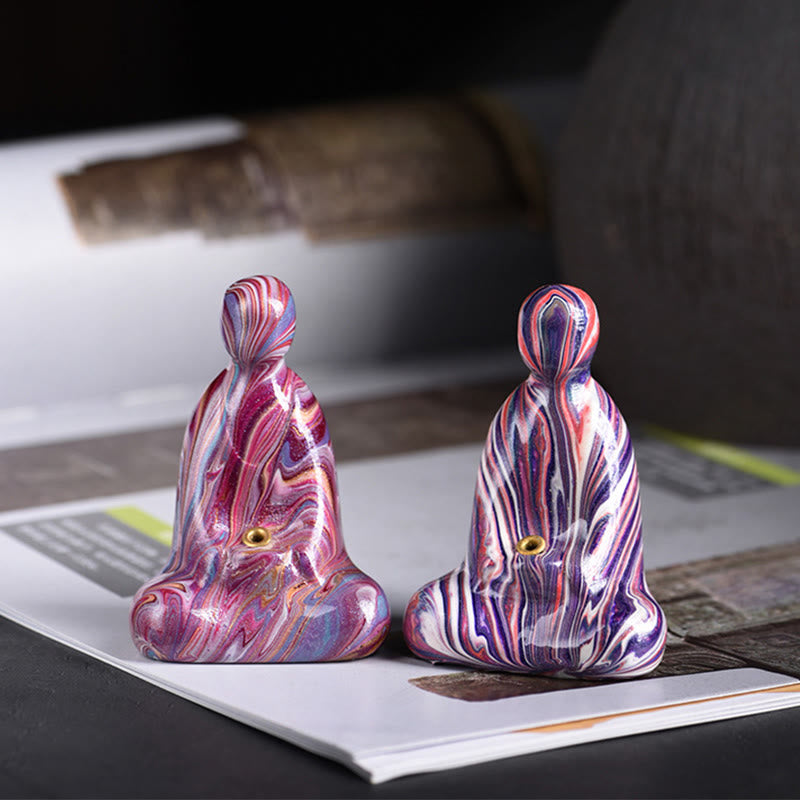 Mini Formless Buddha Ebony Wood Lacquer Craft Incense Holder