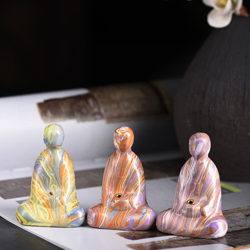 Mini Formless Buddha Ebony Wood Lacquer Craft Incense Holder