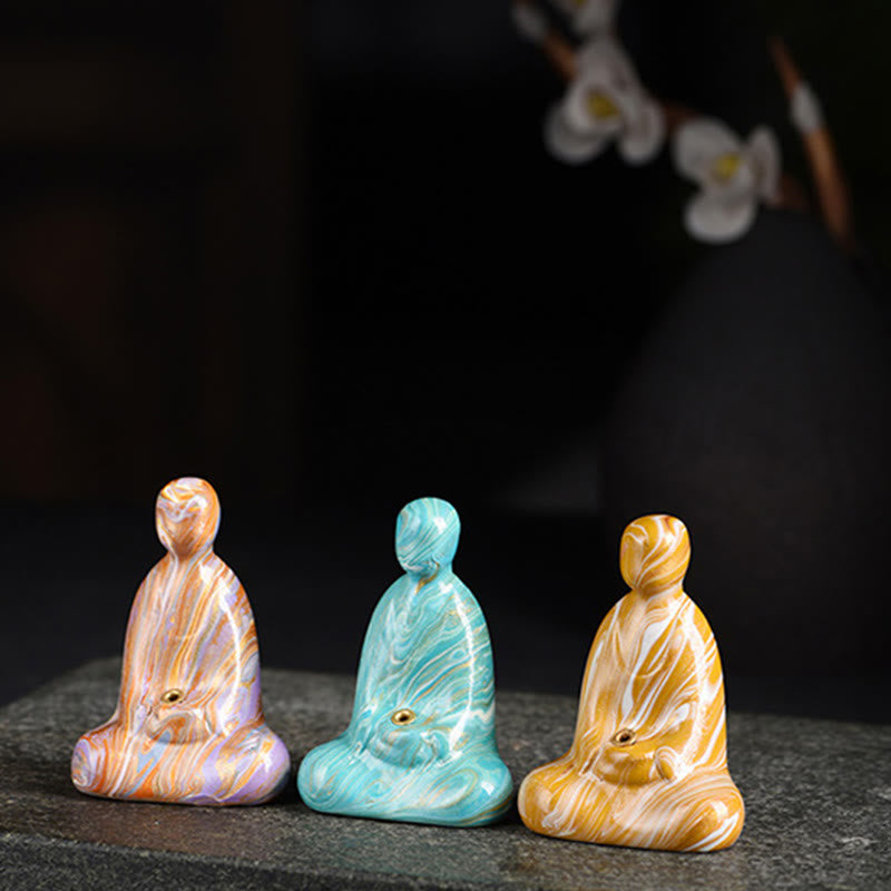 Mini Formless Buddha Ebony Wood Lacquer Craft Incense Holder