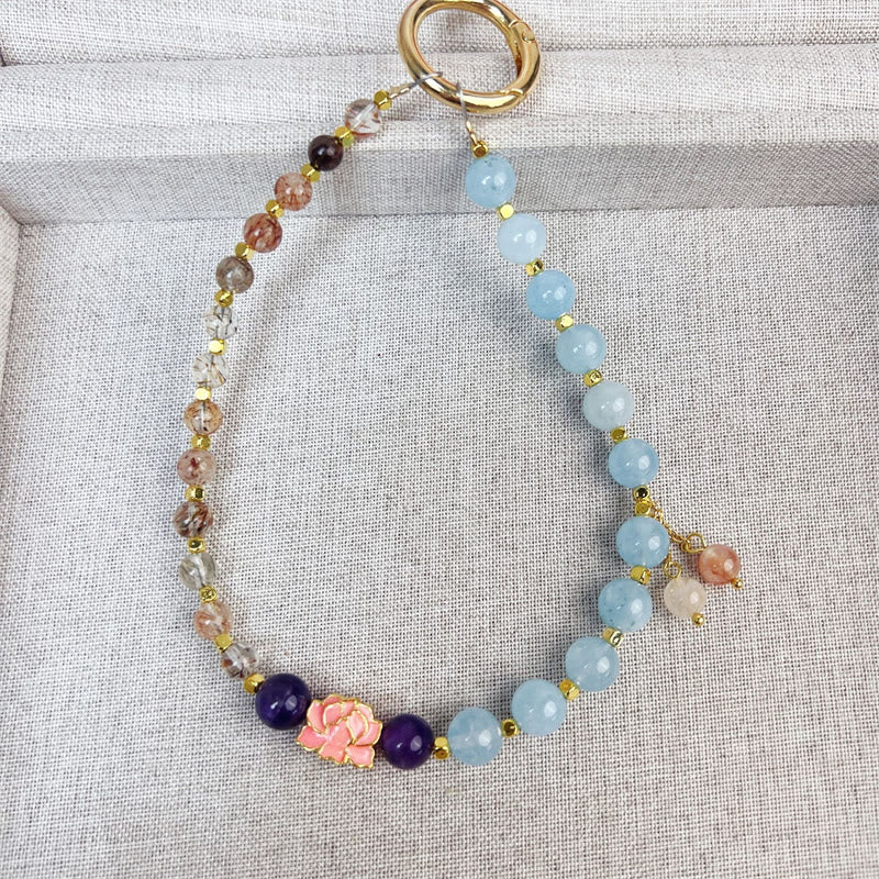 10cm Super Seven Crystal Key Chain with Protective Design