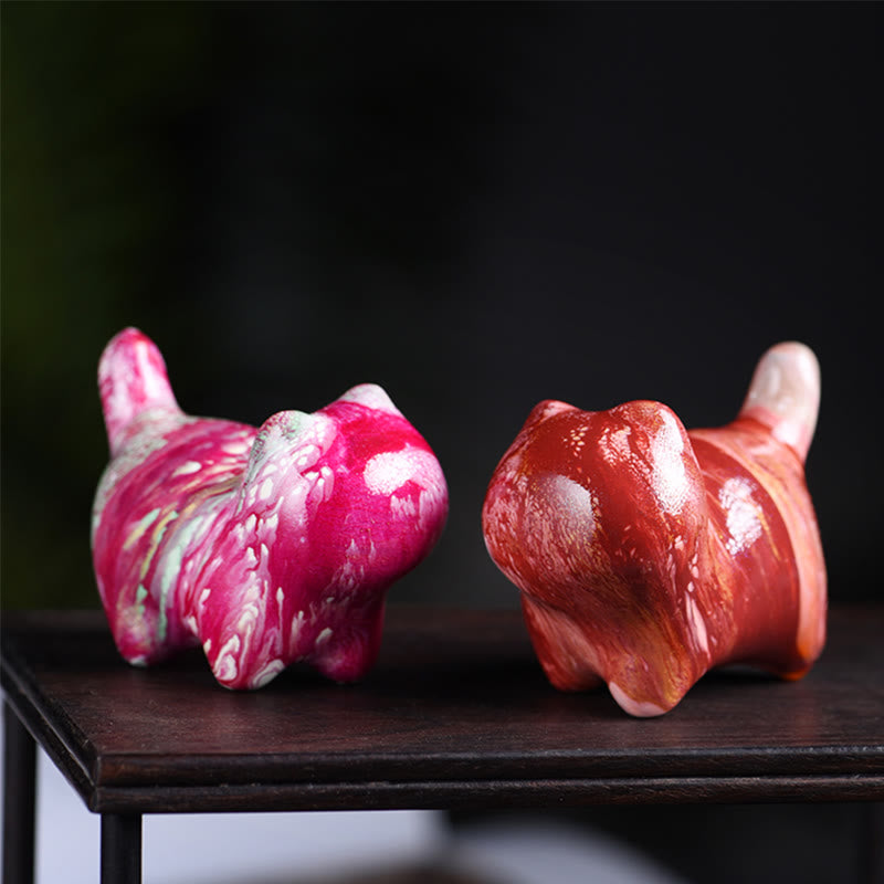 Mini Ebony Wood Cat Statue Decor Peaceful Lacquer Craft