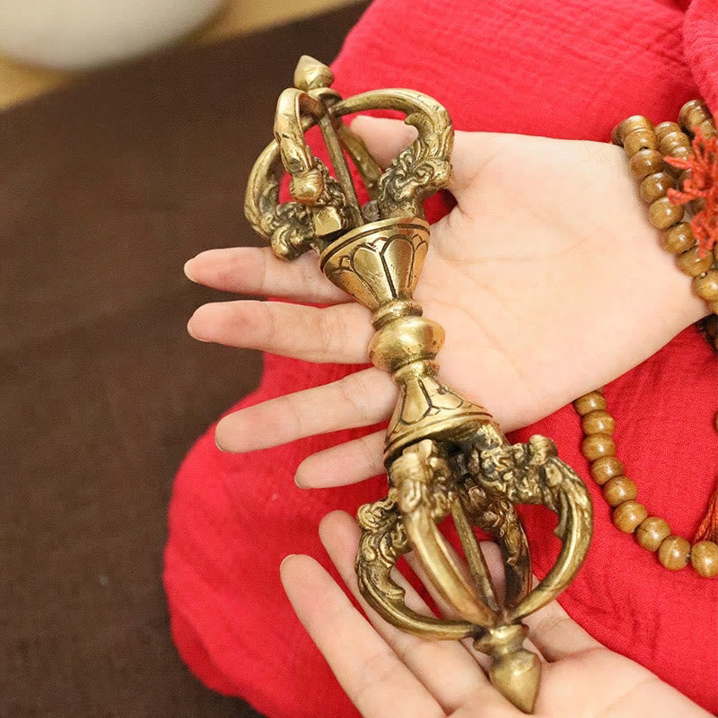 9.06in Copper Meditation Dorje | Handmade Nepal Spiritual Power