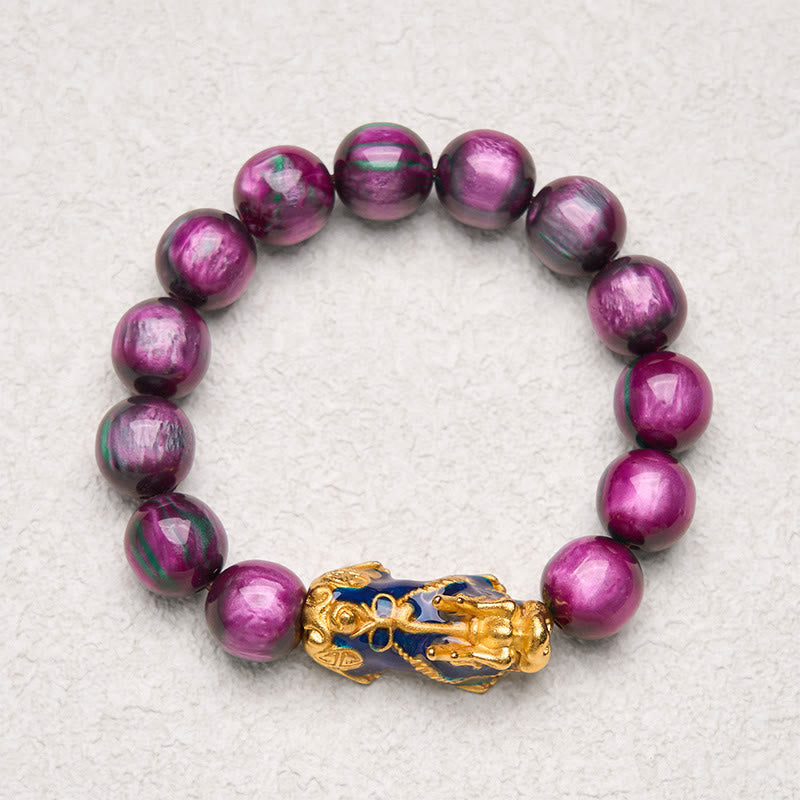 Colorful Sea Willow PiXiu Bracelet 12mm Wrist 15-18cm Unisex