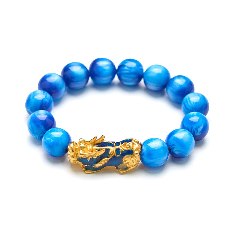 Colorful Sea Willow PiXiu Bracelet 12mm Wrist 15-18cm Unisex