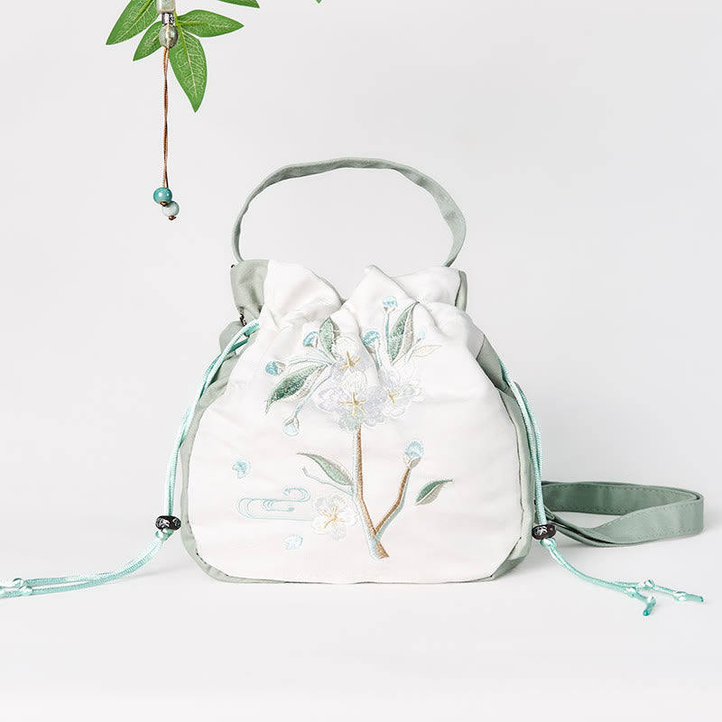 Green Pear Blossom Canvas Tote Bag 20cm Spiritual Accessory