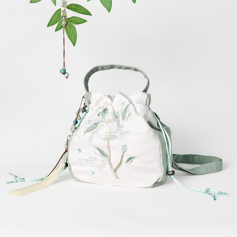 Green Pear Blossom Canvas Tote Bag 20cm Spiritual Accessory