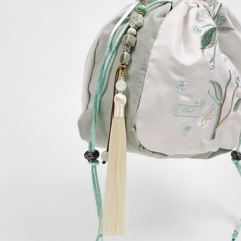 Green Pear Blossom Canvas Tote Bag 20cm Spiritual Accessory