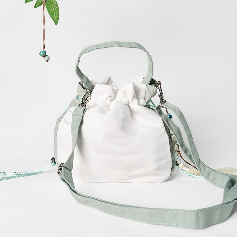 Green Pear Blossom Canvas Tote Bag 20cm Spiritual Accessory