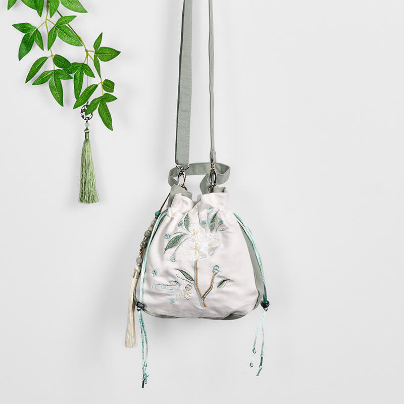 Green Pear Blossom Canvas Tote Bag 20cm Spiritual Accessory