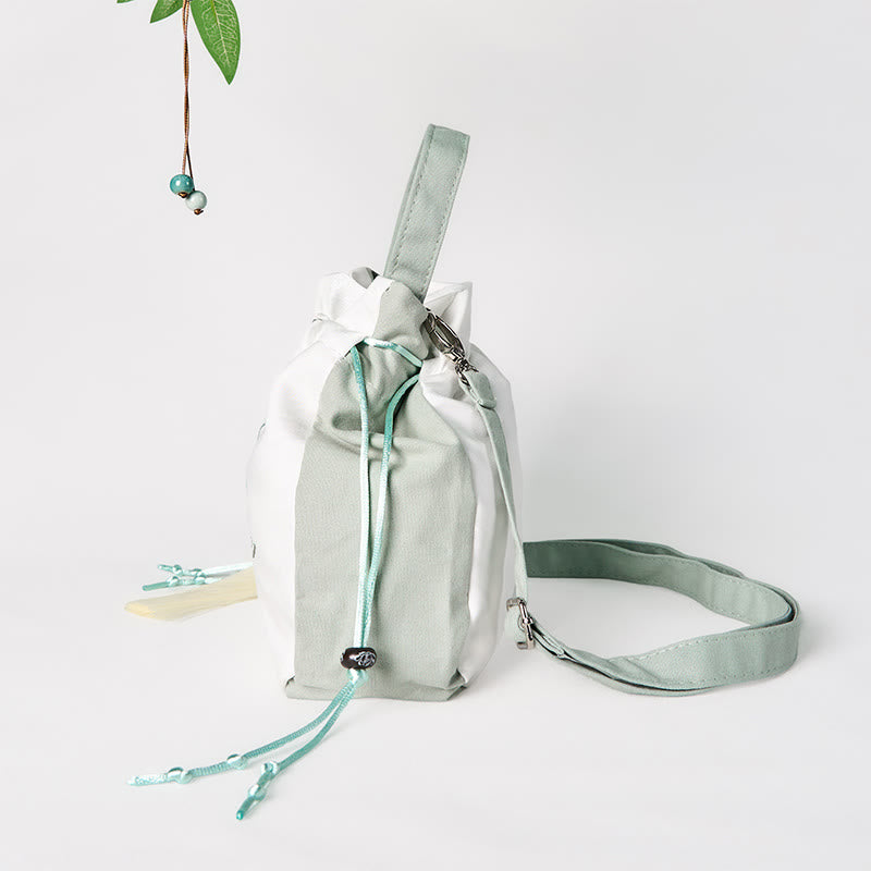 Green Pear Blossom Canvas Tote Bag 20cm Spiritual Accessory