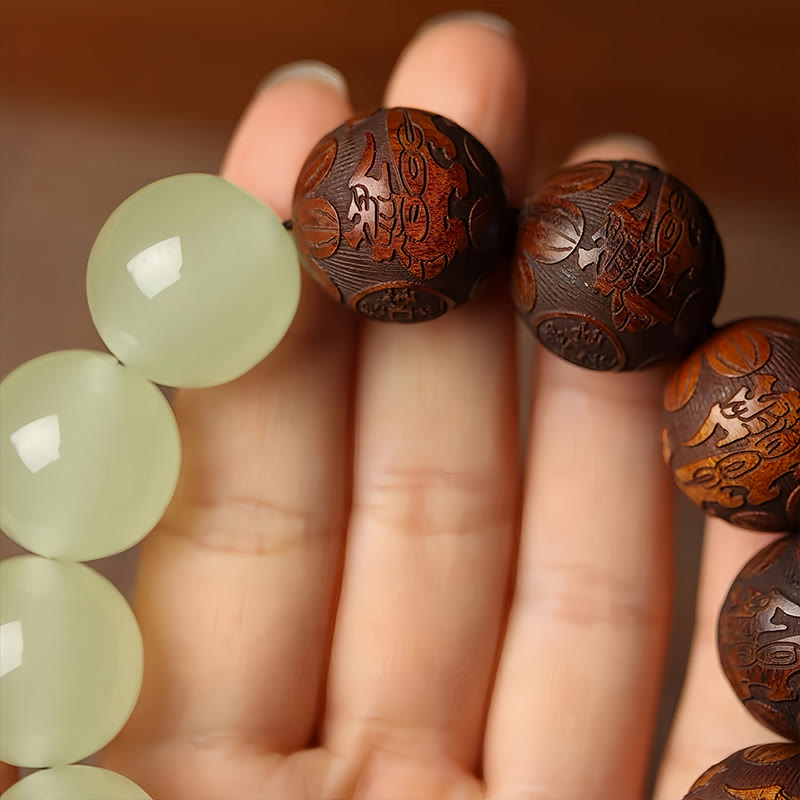 20mm Rosewood Pixiu Fu Character Bracelet for Wealth