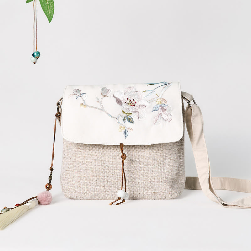 Magnolia Embroidered Canvas Backpack | Spiritual Accessories