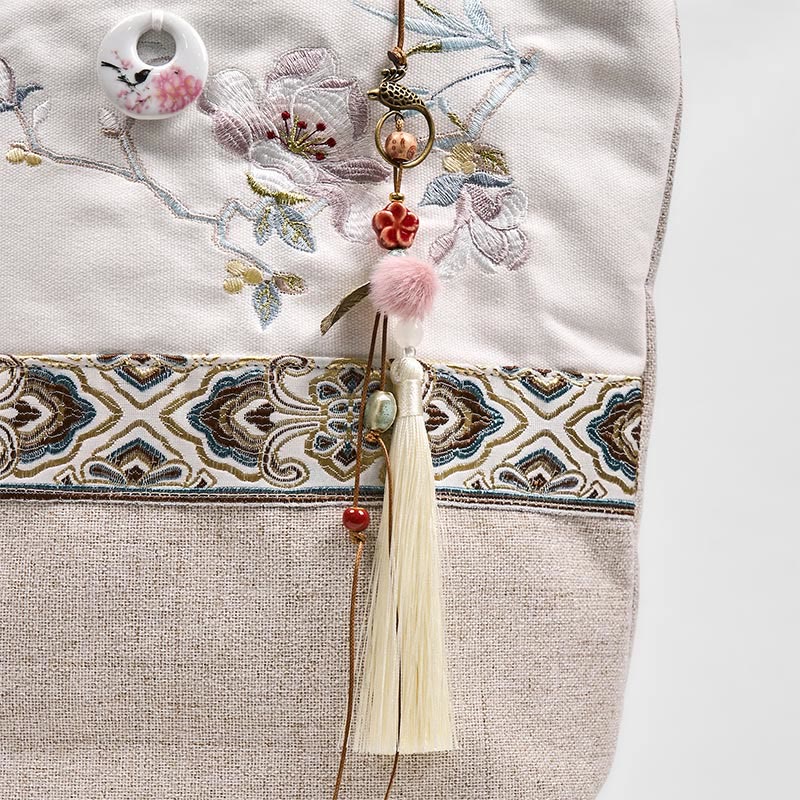 Magnolia Embroidery Canvas Polyester Yoga Bag | Durable & Stylish