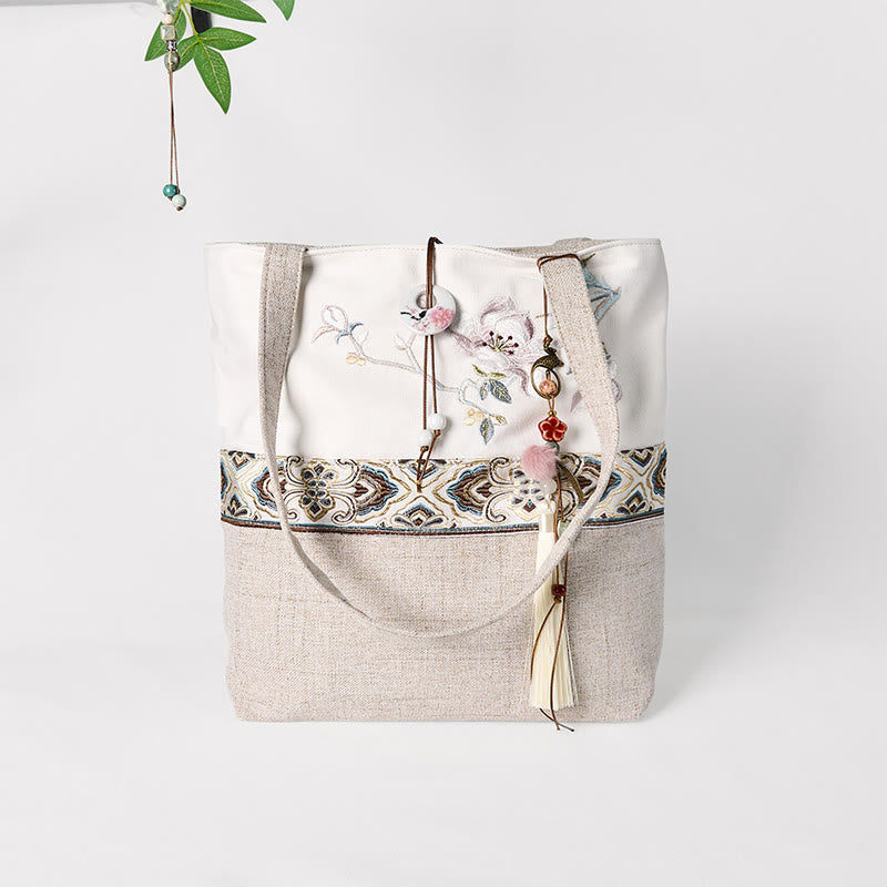 Magnolia Embroidery Canvas Polyester Yoga Bag | Durable & Stylish