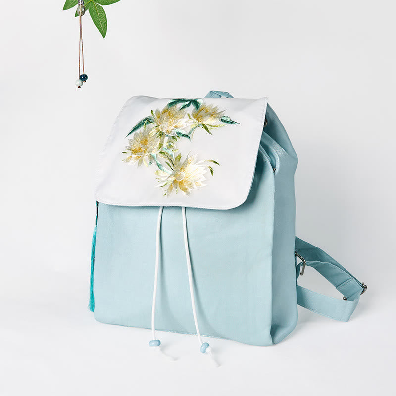 Blue Epiphyllum Canvas Backpack for Spiritual Accessories