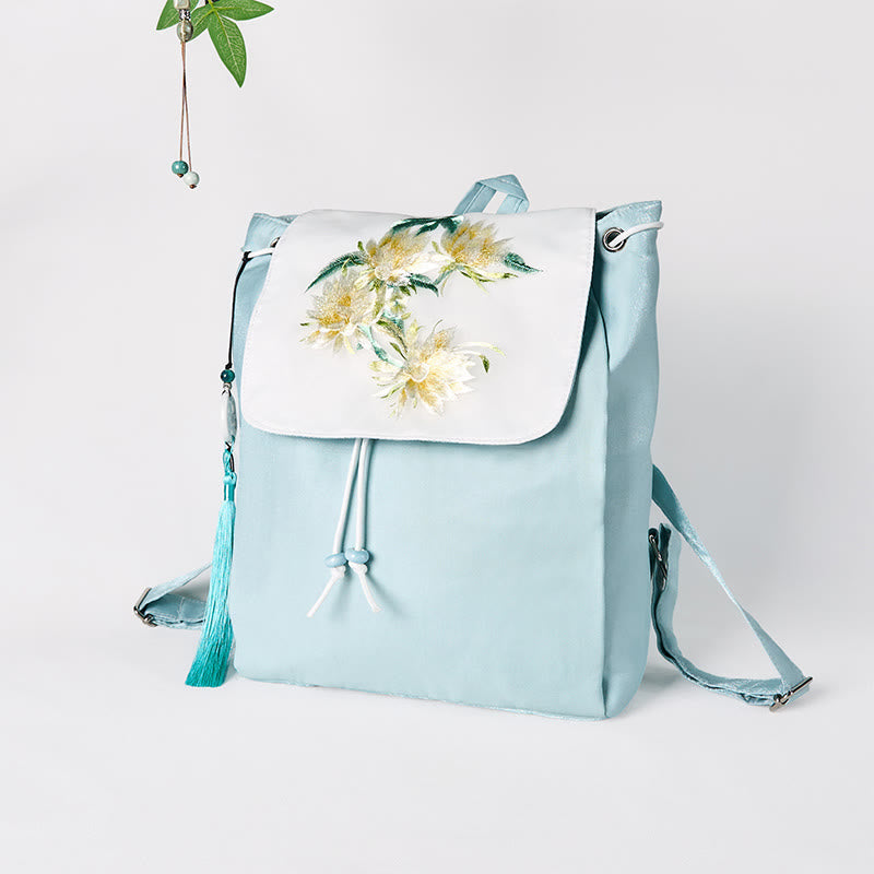 Blue Epiphyllum Canvas Backpack for Spiritual Accessories