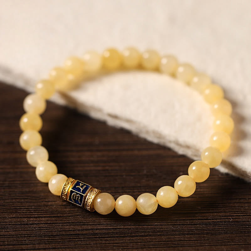 6mm Topaz Om Mani Padme Hum Bracelet