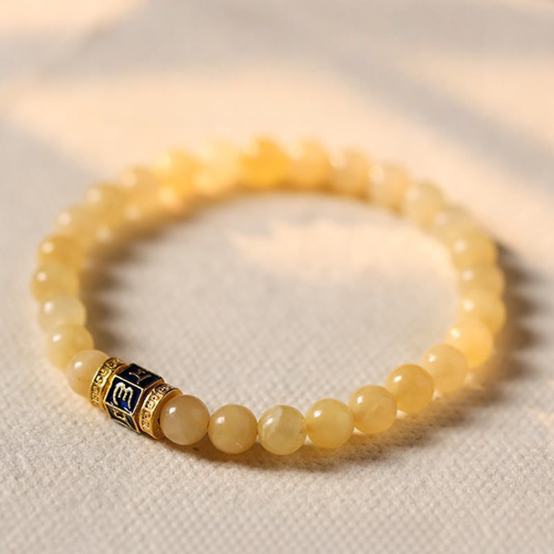 6mm Topaz Om Mani Padme Hum Bracelet