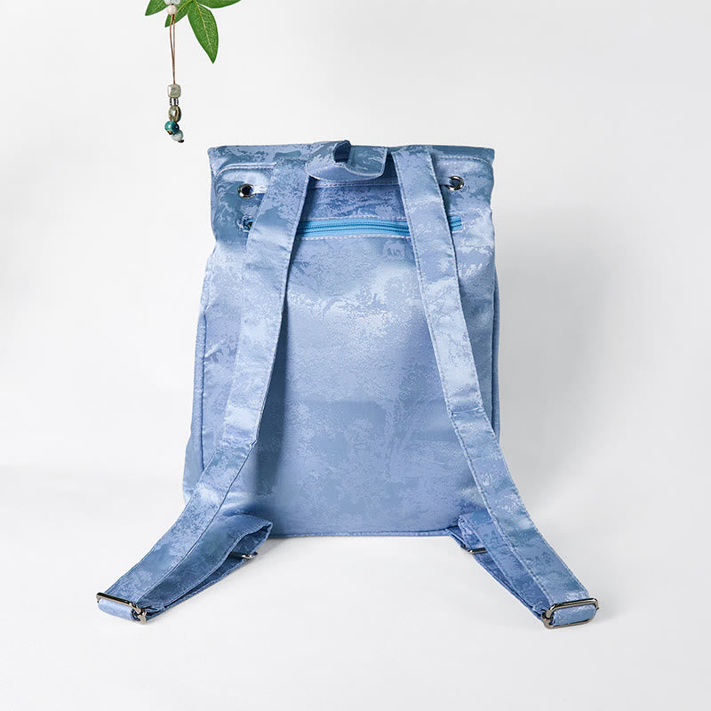 Large Blue Camellia Embroidered Backpack | Spiritual Accessories
