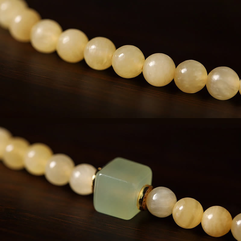 6mm Topaz Jade Cube Double Circle Wealth Bracelet