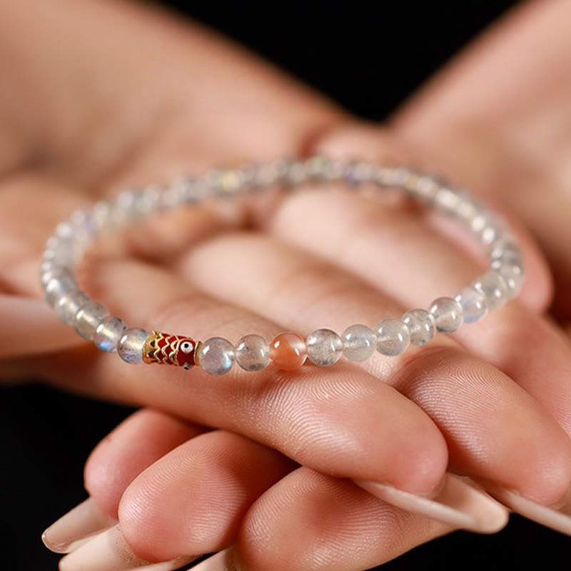 4mm Moonstone Koi Fish Bracelet for Calm and Luck