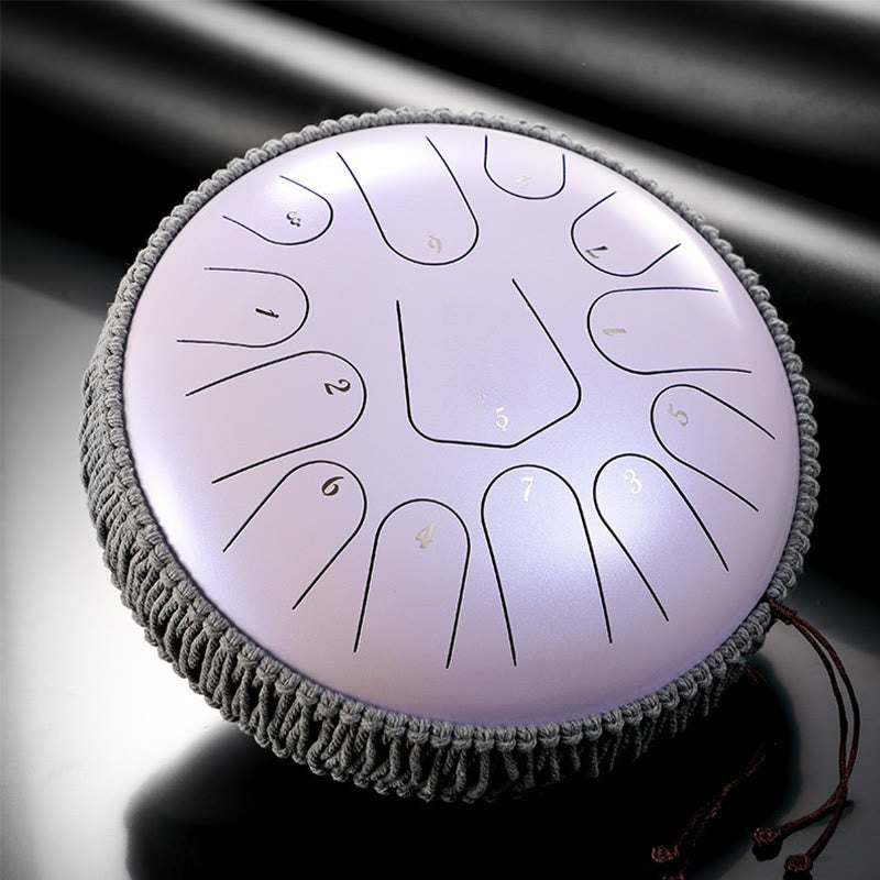 Kit de méditation sonore de 13 notes avec tambour à langue en acier de 12 pouces
